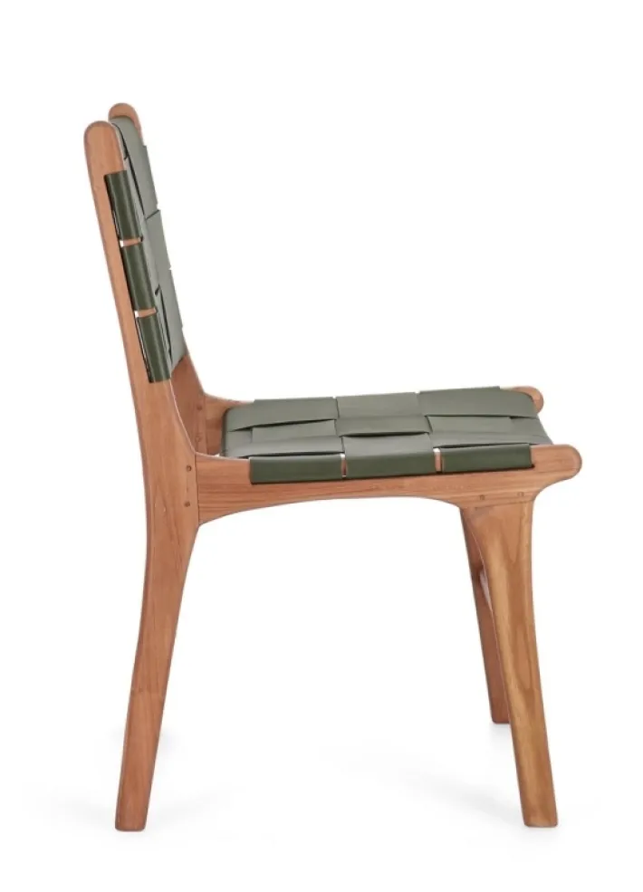 Bizzotto Sedie>SEDIA IN PELLE VERDE - JOANNA