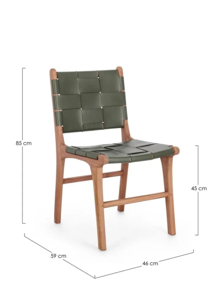 Bizzotto Sedie>SEDIA IN PELLE VERDE - JOANNA