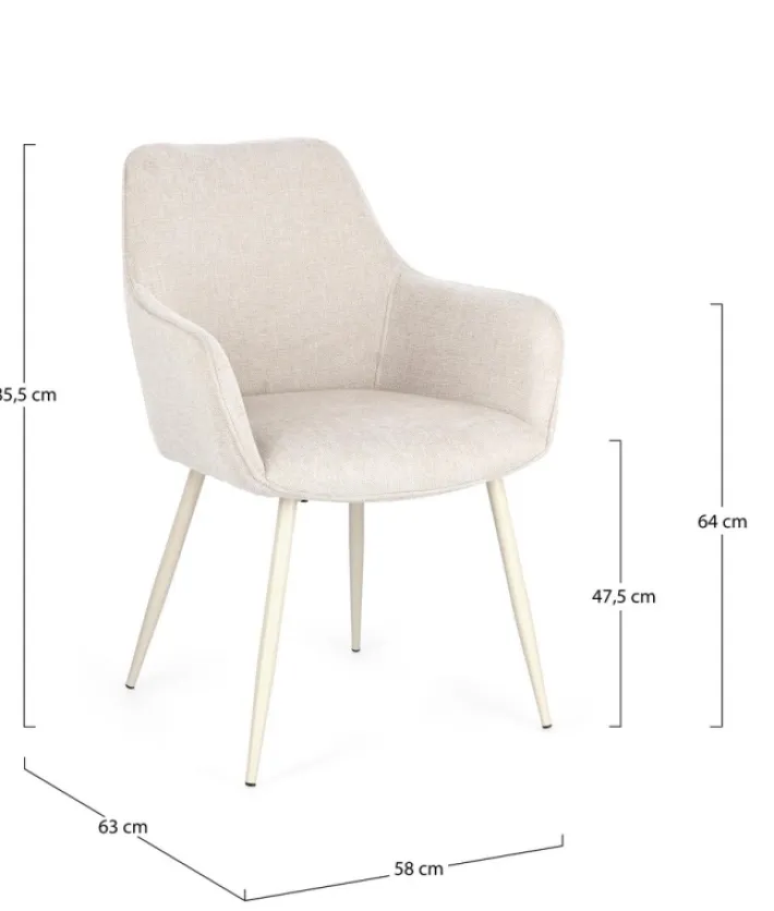 Bizzotto Sedie>SEDIA IN TESSUTO BEIGE - CORA