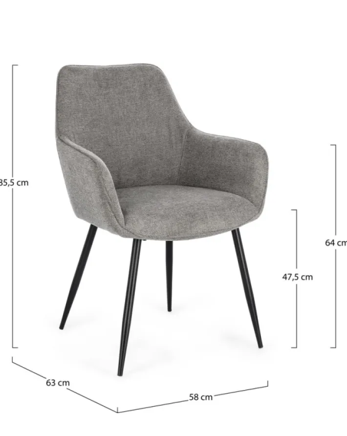 Bizzotto Sedie>SEDIA IN TESSUTO GRIGIO SCURO - CORA