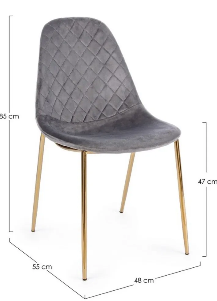 Bizzotto Sedie>SEDIA IN VELLUTO GRIGIO SCURO - TERRY