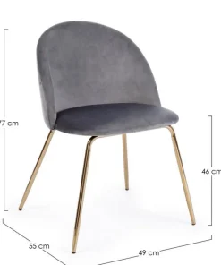 Bizzotto Sedie>SEDIA IN VELLUTO GRIGIO SCURO - TANYA