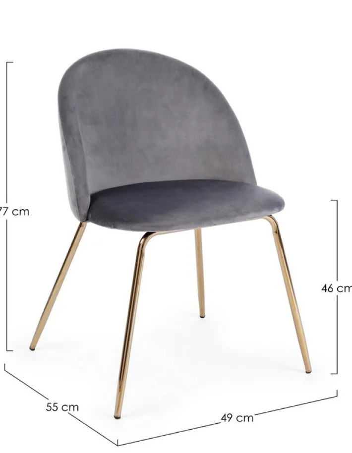 Bizzotto Sedie>SEDIA IN VELLUTO GRIGIO SCURO - TANYA