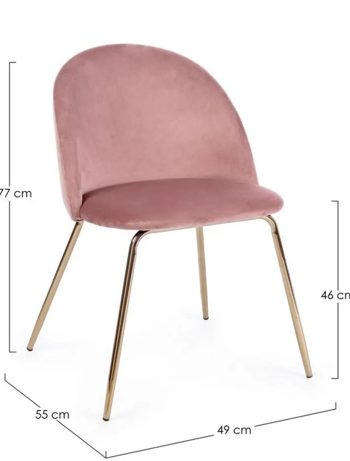 Bizzotto Sedie>SEDIA IN VELLUTO ROSA - TANYA