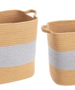 Bizzotto Ceste Decorative>SET2 CESTA FLOW 2M RETT NATURALE-GRIGIO