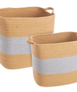 Bizzotto Ceste Decorative>SET2 CESTA FLOW 2M RETT NATURALE-GRIGIO