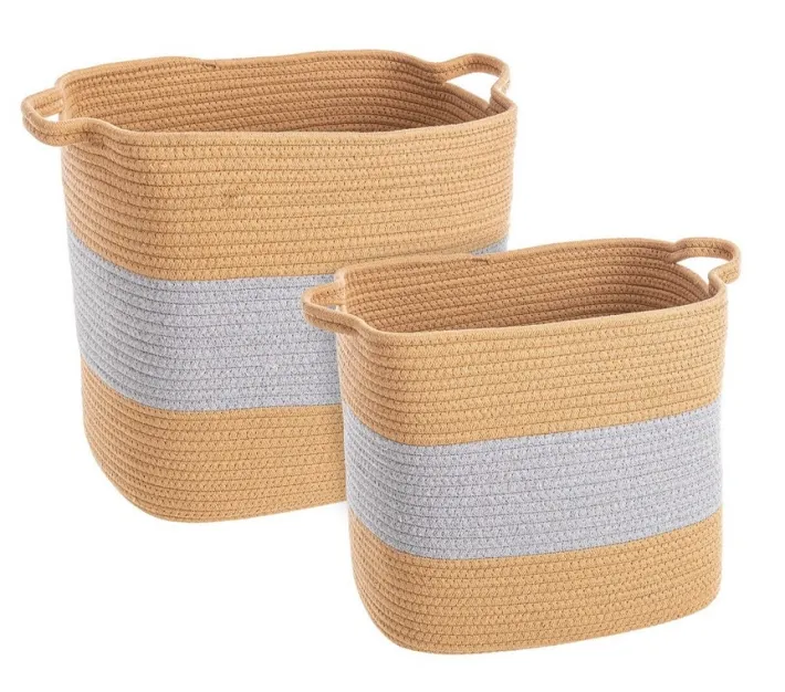 Bizzotto Ceste Decorative>SET2 CESTA FLOW 2M RETT NATURALE-GRIGIO