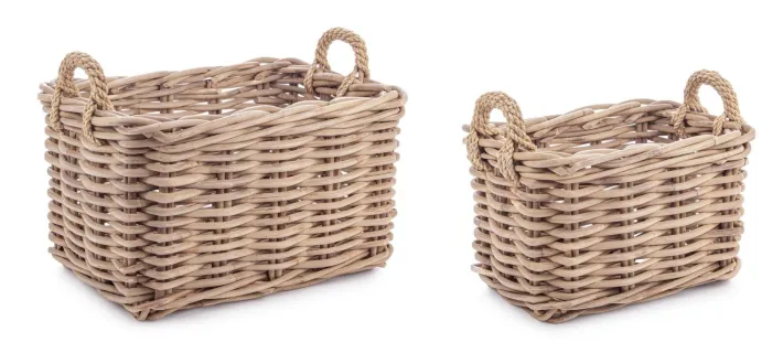 Bizzotto Ceste Decorative>SET2 CESTA 2M MALANG RETT GRIGIO