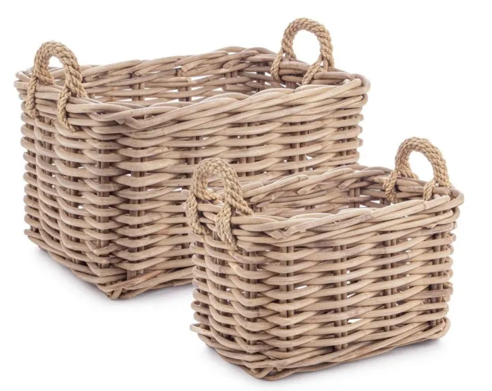 Bizzotto Ceste Decorative>SET2 CESTA 2M MALANG RETT GRIGIO