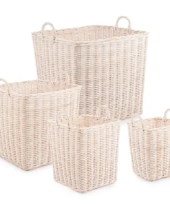 Bizzotto Ceste Decorative>SET4 CESTO 2M NARRA QU SBIANCATO