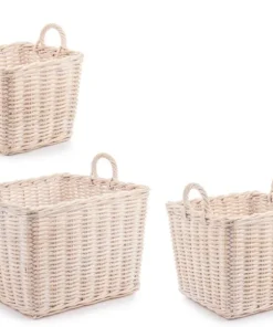 Bizzotto Ceste Decorative>SET3 CESTO 2M NARRA QU SBIANCATO