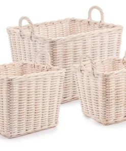 Bizzotto Ceste Decorative>SET3 CESTO 2M NARRA QU SBIANCATO
