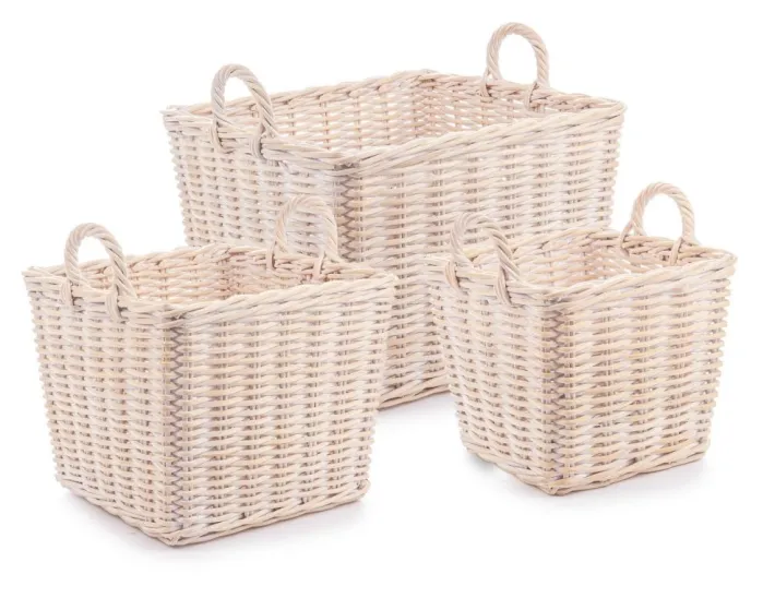 Bizzotto Ceste Decorative>SET3 CESTO 2M NARRA QU SBIANCATO
