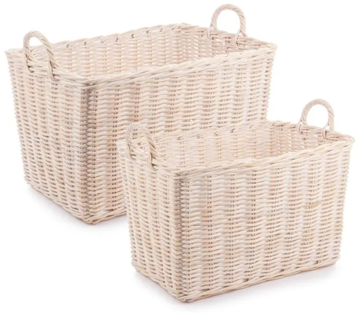 Bizzotto Ceste Decorative>SET2 CESTO 2M NARRA SBIANCATO M