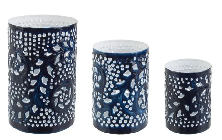 Bizzotto Portacandele>SET3 P.CANDELA YANNICK CIL BLU