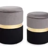 Bizzotto Pouf>SET2 POUF CONTENITORE GRIGIO NERO - POLINA