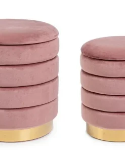 Bizzotto Pouf>SET2 POUF CONTENITORE IN LEGNO ROSA ANTICO - DARINA