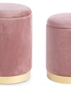 Bizzotto Pouf>SET2 POUF CONTENITORE ROSA ANTICO - POLINA