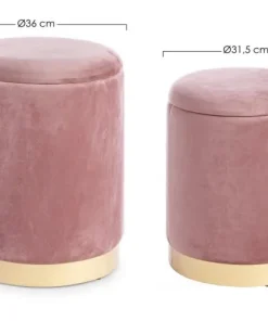 Bizzotto Pouf>SET2 POUF CONTENITORE ROSA ANTICO - POLINA