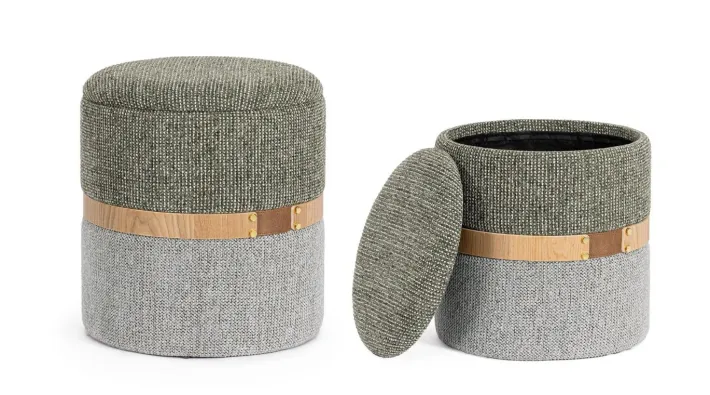 Bizzotto Pouf>SET2 POUF CONTENITORE TANYA FOG