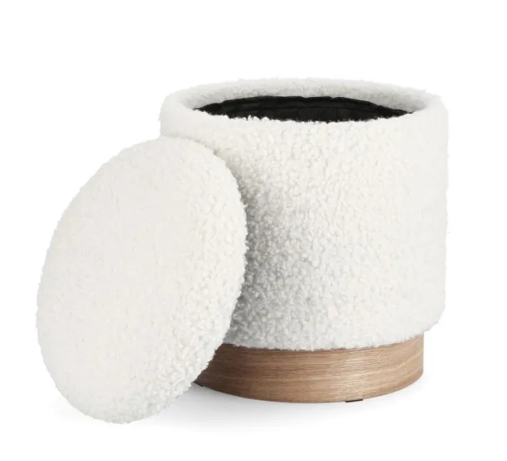 Bizzotto Pouf>SET2 POUF CONTENITORE ZOYA BIANCO TEDDY