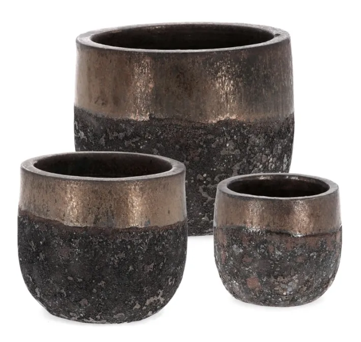 Bizzotto Vasi E Coprivasi>SET3 P.VASO DUYEN TONDO BASSO RUSTY
