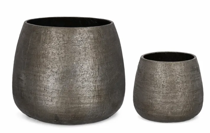 Bizzotto Vasi E Coprivasi>SET2 P.VASO EMEI BOMBATO GRIGIO