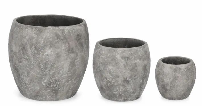 Bizzotto Vasi E Coprivasi>SET3 P.VASO MEILI BOMBATO GRIGIO