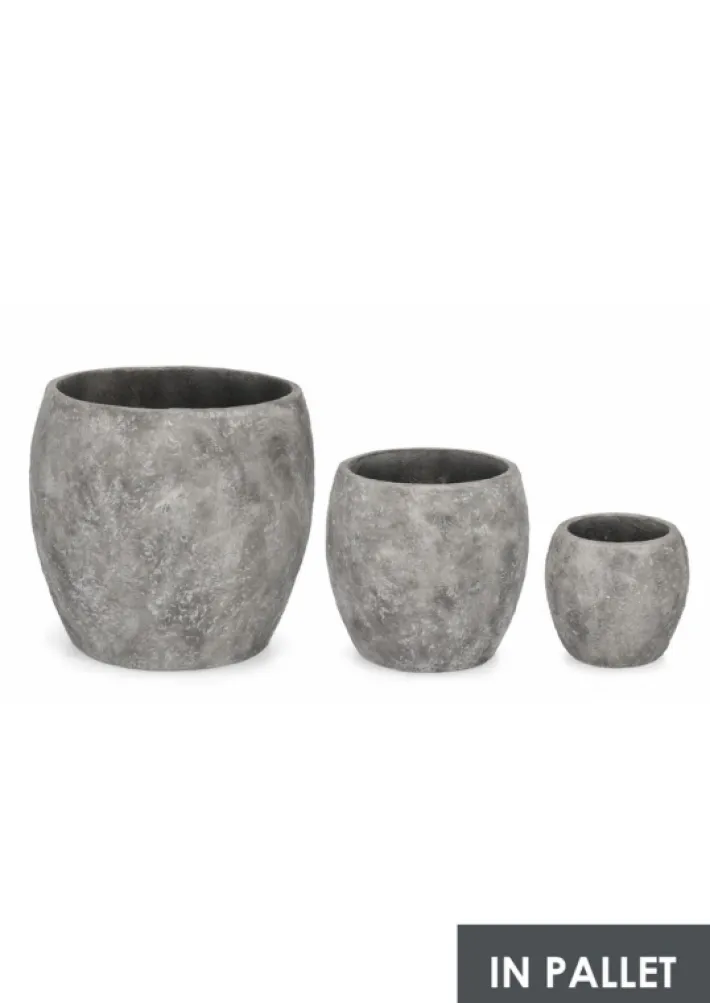 Bizzotto Vasi E Coprivasi>SET3 P.VASO MEILI BOMBATO GRIGIO