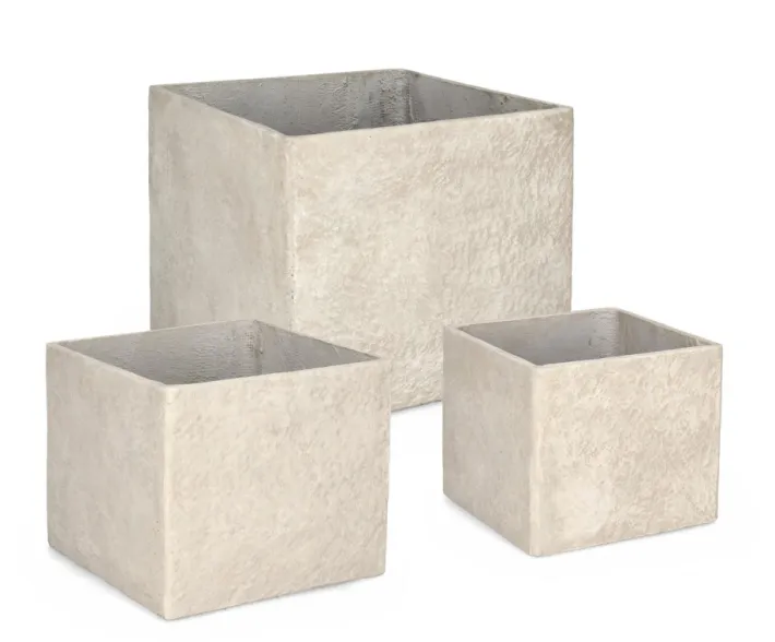 Bizzotto Vasi E Coprivasi>SET3 P.VASO MEILI QUADRATO ALTO BEIGE