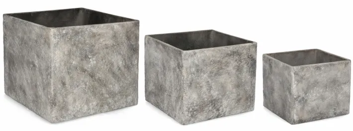 Bizzotto Vasi E Coprivasi>SET3 P.VASO MEILI QUADRATO ALTO GRIGIO