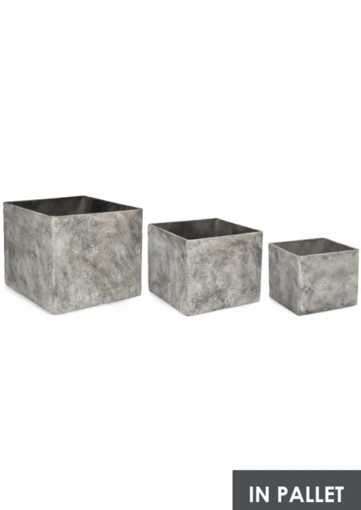 Bizzotto Vasi E Coprivasi>SET3 P.VASO MEILI QUADRATO ALTO GRIGIO