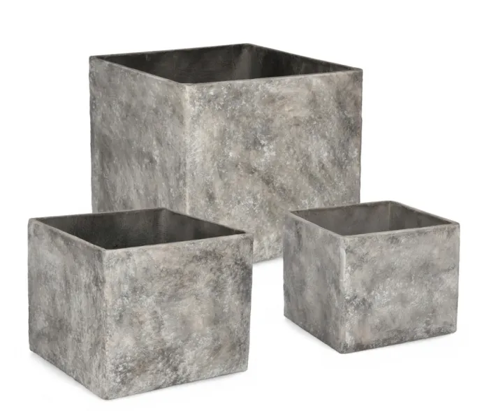 Bizzotto Vasi E Coprivasi>SET3 P.VASO MEILI QUADRATO ALTO GRIGIO