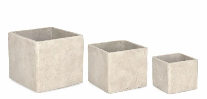 Bizzotto Vasi E Coprivasi>SET3 P.VASO MEILI QUADRATO BASSO BEIGE
