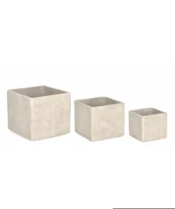 Bizzotto Vasi E Coprivasi>SET3 P.VASO MEILI QUADRATO BASSO BEIGE