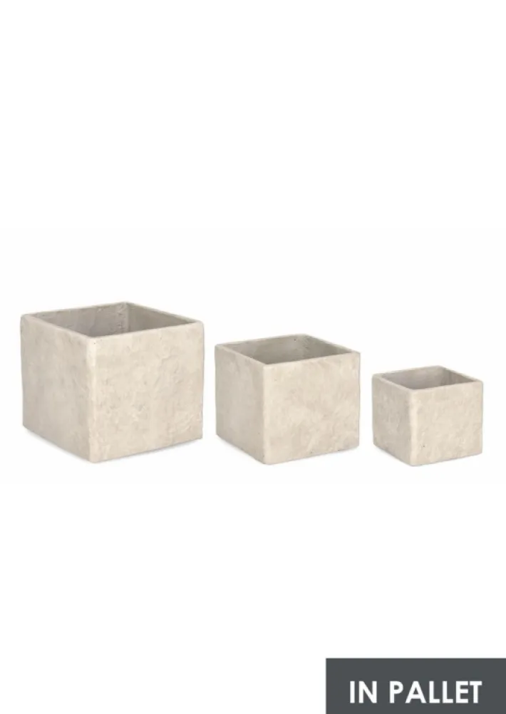 Bizzotto Vasi E Coprivasi>SET3 P.VASO MEILI QUADRATO BASSO BEIGE