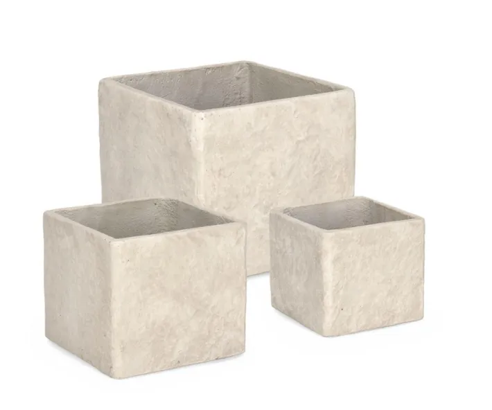Bizzotto Vasi E Coprivasi>SET3 P.VASO MEILI QUADRATO BASSO BEIGE