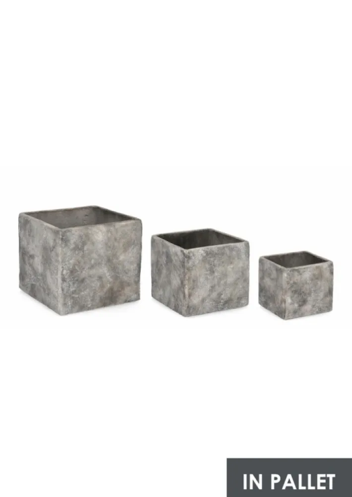Bizzotto Vasi E Coprivasi>SET3 P.VASO MEILI QUADRATO BASSO GRIGIO