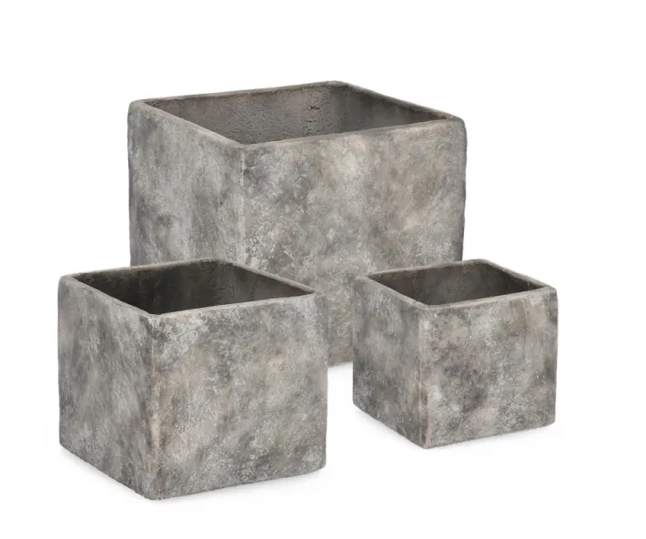Bizzotto Vasi E Coprivasi>SET3 P.VASO MEILI QUADRATO BASSO GRIGIO