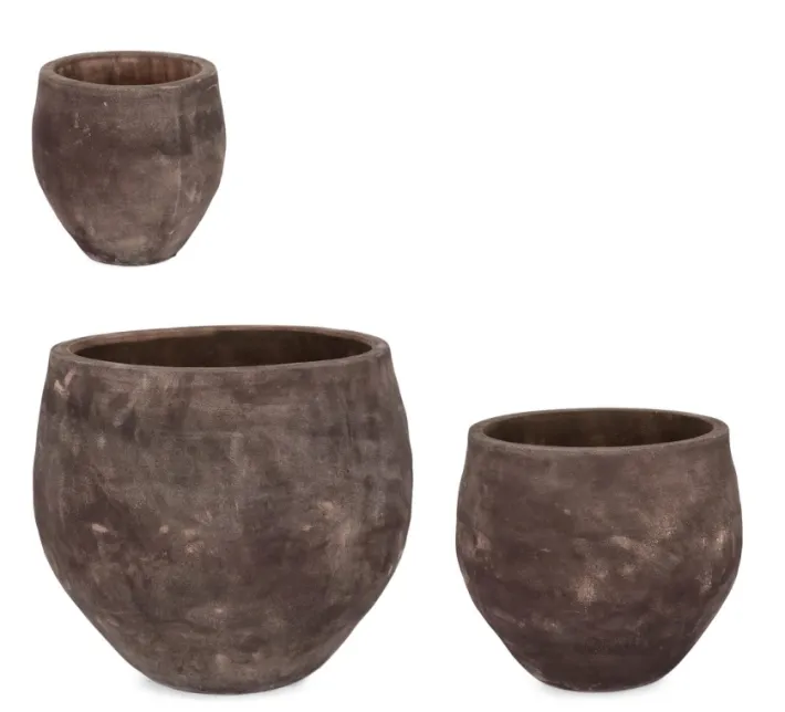 Bizzotto Vasi E Coprivasi>SET3 P.VASO MINH BOMB TERRACOTTA SCURA