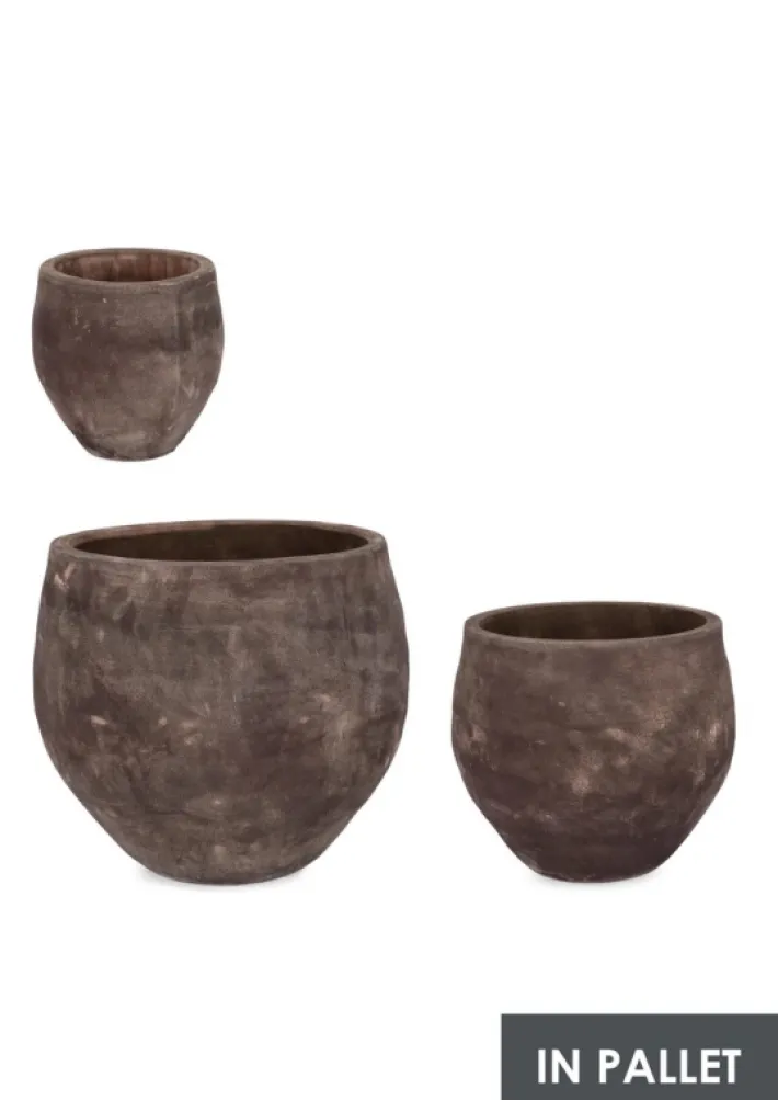 Bizzotto Vasi E Coprivasi>SET3 P.VASO MINH BOMB TERRACOTTA SCURA