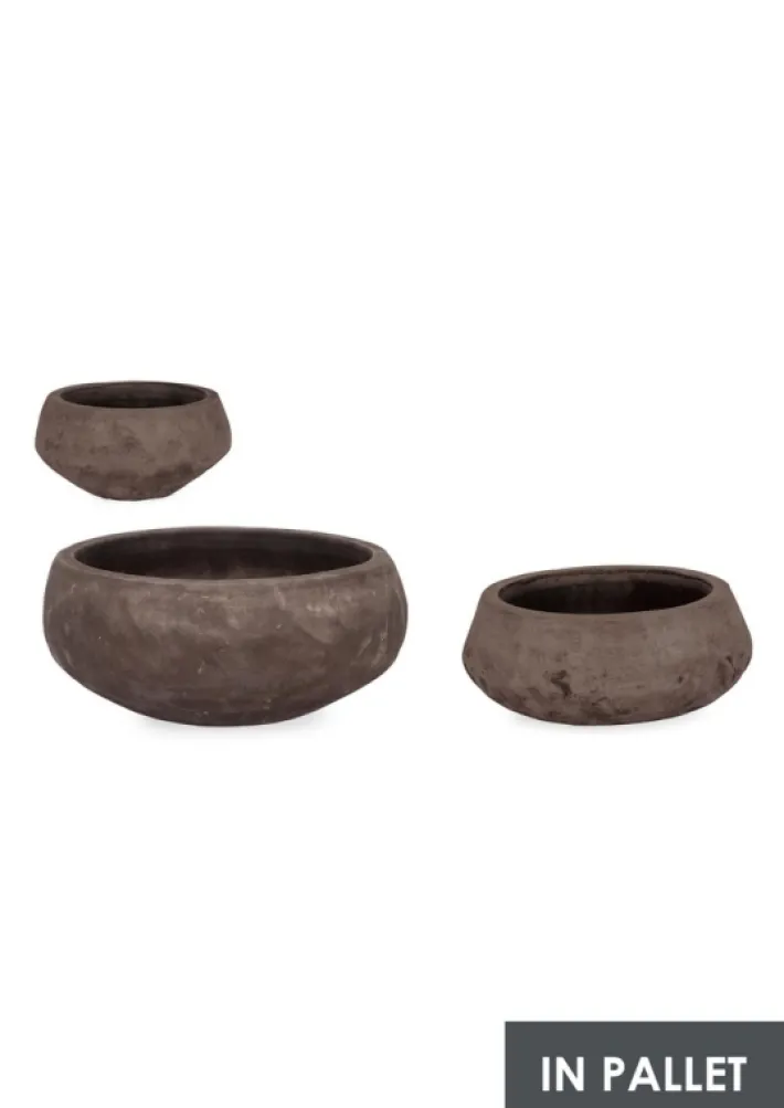 Bizzotto Vasi E Coprivasi>SET3 P.VASO MINH CIOTOLA TERRACOTTA SCUR