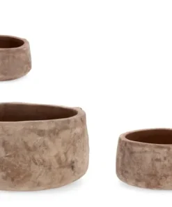 Bizzotto Vasi E Coprivasi>SET3 P.VASO MINH TONDO TERRACOTTA BRUNIT