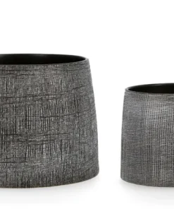 Bizzotto Vasi>SET2 P.VASO PAPYRUS GRIGIO SCURO