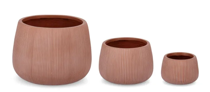 Bizzotto Vasi E Coprivasi>SET3 P.VASO RIBBED BOMB TERRACOTTA ALTO