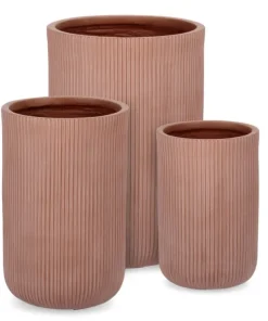 Bizzotto Vasi E Coprivasi>SET3 P.VASO RIBBED TO TERRACOTTA
