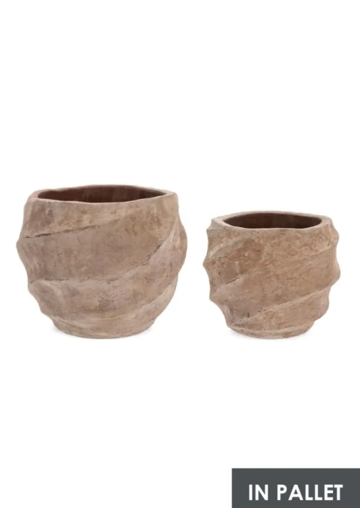 Bizzotto Vasi E Coprivasi>SET2 P.VASO TEIDE BASS TERRACOTTA BRUNIT