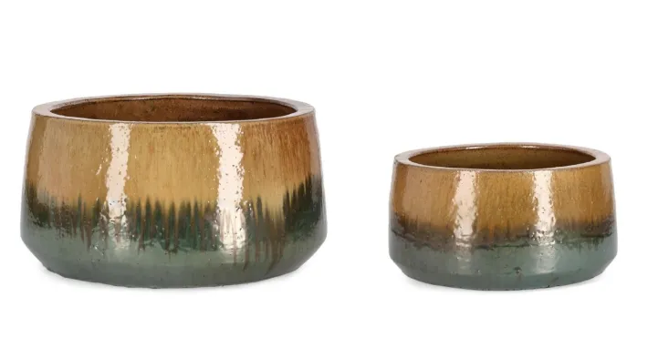 Bizzotto Vasi E Coprivasi>SET2 P.VASO THRAN BASSO MELANGE OCRA