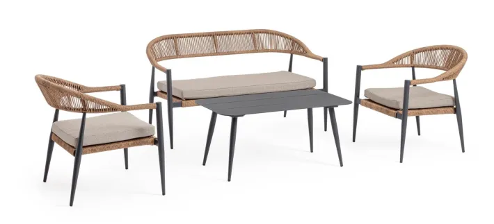 Bizzotto Salotti Completi>SET4 SALOTTO C-C JANDIA ANTRACIT/NATURAL