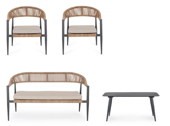 Bizzotto Salotti Completi>SET4 SALOTTO C-C JANDIA ANTRACIT/NATURAL